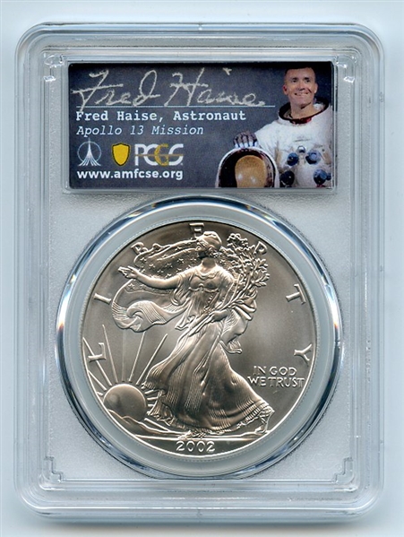 2002 $1 American Silver Eagle PCGS MS70 Fred Haise