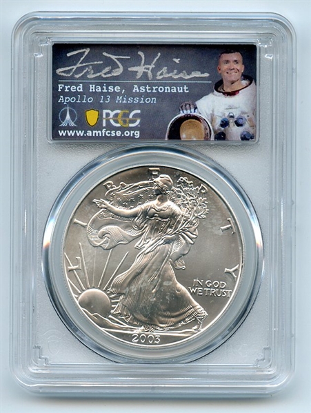 2003 $1 American Silver Eagle PCGS MS70 Fred Haise