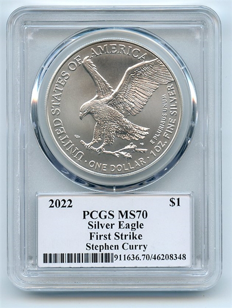 2022 $1 American Silver Eagle 1oz PCGS MS70 FS Legends of Life Stephen Curry