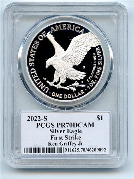 2022 S $1 Proof Silver Eagle PCGS PR70DCAM FS Legends of Life Ken Griffey Jr