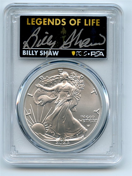 2023 $1 American Silver Eagle 1oz PCGS MS70 FS Legends of Life Billy Shaw