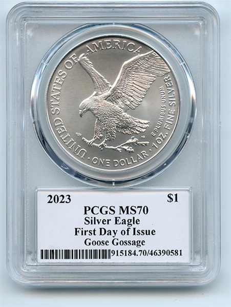 2023 $1 American Silver Eagle 1oz PCGS MS70 FDOI Legends of Life Goose Gossage