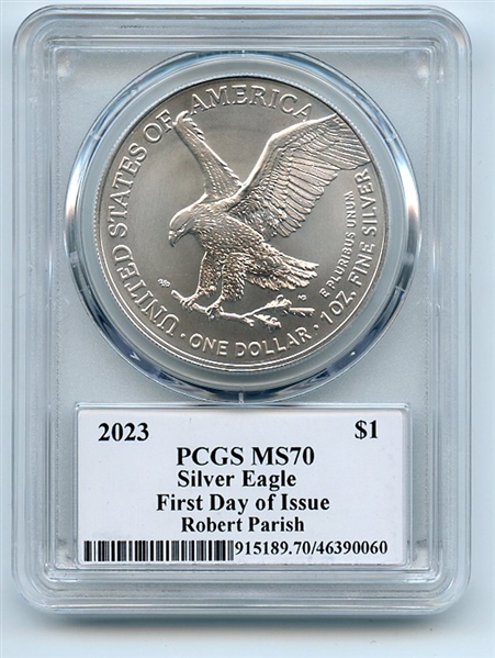 2023 $1 American Silver Eagle 1oz PCGS MS70 FDOI Legends of Life Robert Parish