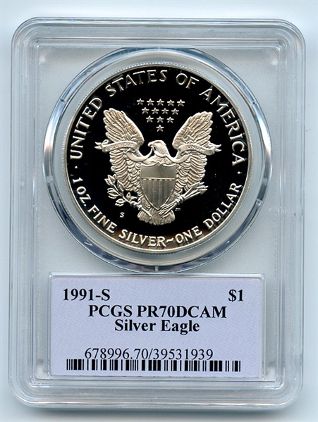 1992 S $1 Proof American Silver Eagle 1oz PCGS PR70DCAM Thomas Cleveland Native