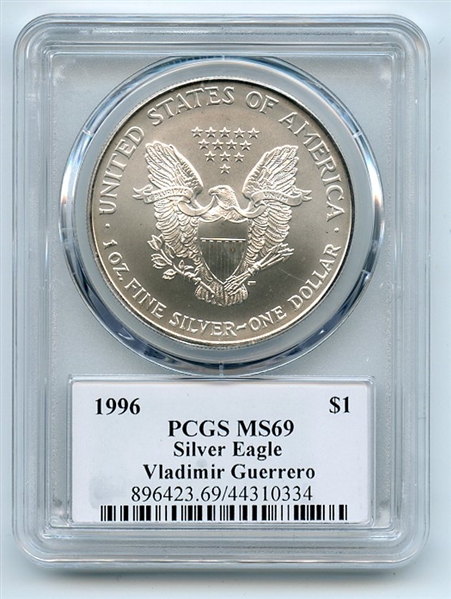 1996 $1 American Silver Eagle PCGS PSA MS69 Legends of Life Vladimir Guerrero