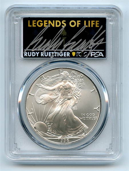 1996 $1 American Silver Eagle PCGS PSA MS69 Legends of Life Rudy Ruettiger