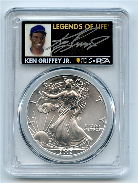 2002 $1 American Silver Eagle Dollar PCGS MS70 Legends of Life Ken Griffey Jr