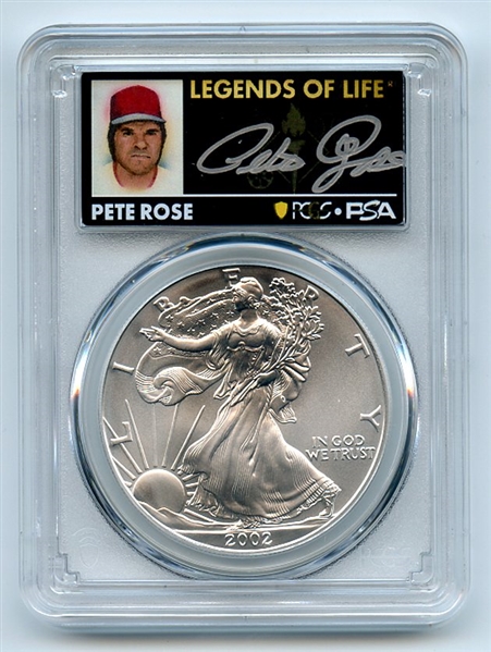2002 $1 American Silver Eagle Dollar PCGS MS70 Legends of Life Pete Rose