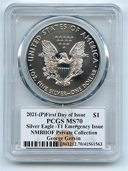 2021 (P) $1 Emergency Issue American Silver Eagle PCGS MS70 FDOI George Gervin