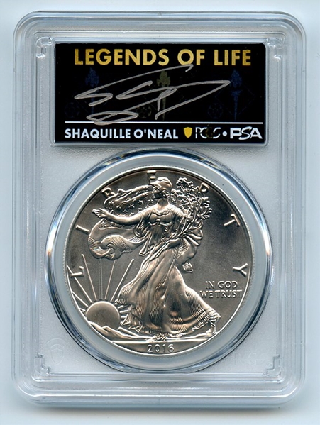 2016 (S) $1 American Silver Eagle PCGS MS70 Legends of Life Shaquille O'Neal