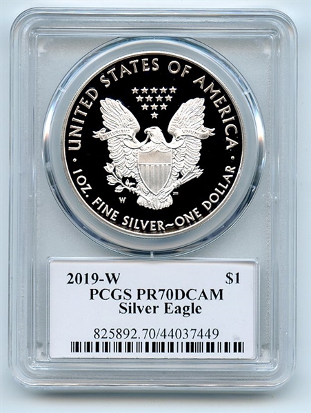 2019 W $1 Proof American Silver Eagle PCGS PR70DCAM Leonard Buckley