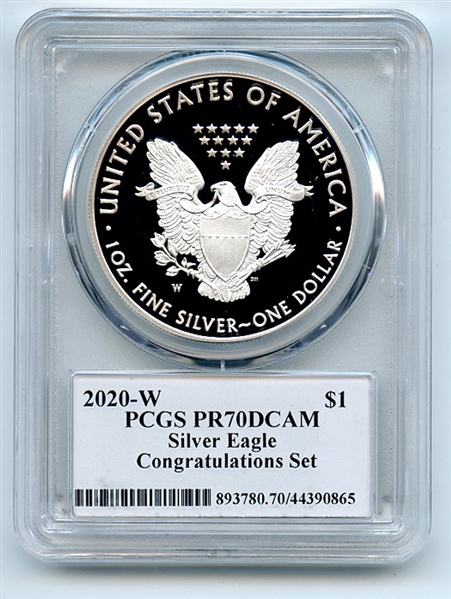 2020 W $1 American Silver Eagle Congratulations PCGS PR70DCAM Fred Haise