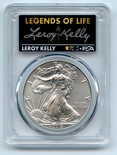 2016 (S) $1 American Silver Eagle PCGS PSA MS70 Legends of Life Leroy Kelly