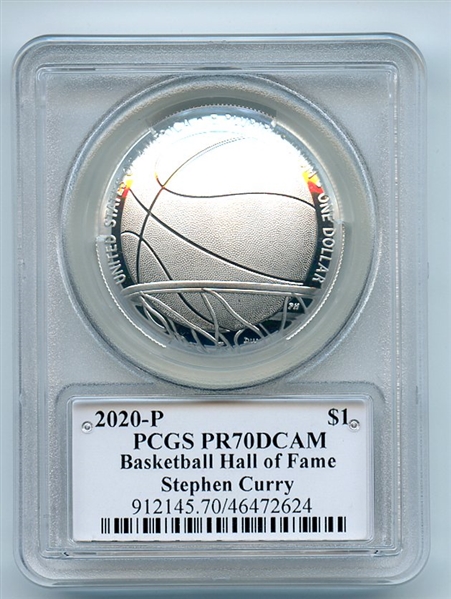 2020 P $1 Basketball Hall of Fame HOF Commemorative PCGS PR70DCAM Stephen Curry