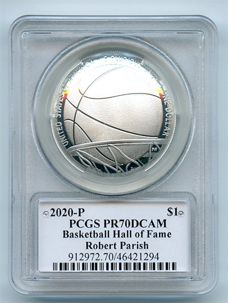 2020 P $1 Basketball Hall of Fame HOF Commemorative PCGS PR70DCAM Robert Parish