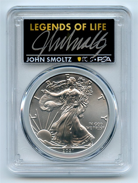 2021 (P) $1 Emergency Issue Silver Eagle PCGS MS70 Legends of Life John Smoltz