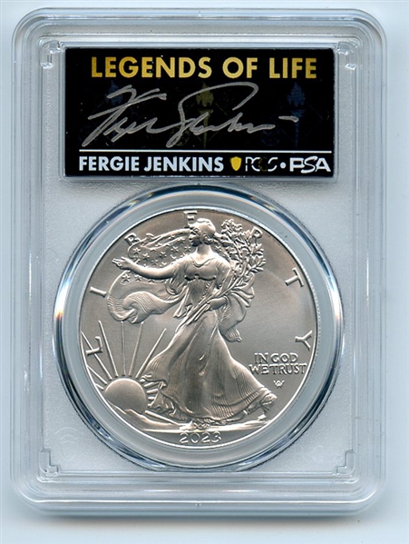 2023 $1 American Silver Eagle 1oz PCGS MS70 FS Legends of Life Fergie Jenkins