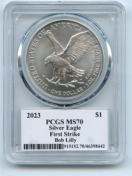 2023 $1 American Silver Eagle 1oz PCGS MS70 FS Legends of Life Bob Lilly
