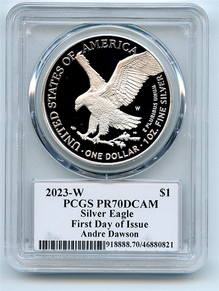 2023 W $1 Proof Silver Eagle PCGS PR70DCAM FDOI Legends of Life Andre Dawson