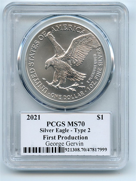 2021 $1 Silver Eagle T2 First Production PCGS MS70 Legends Life George Gervin