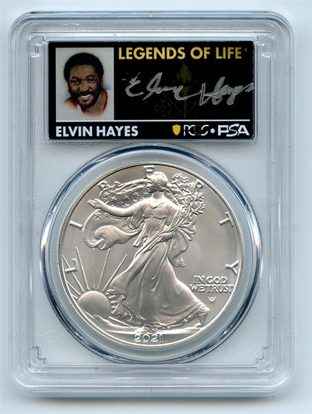 2021 $1 Silver Eagle T2 First Production PCGS MS70 Legends Life Elvin Hayes