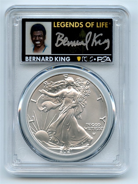 2021 $1 Silver Eagle T2 First Production PCGS MS70 Legends Life Bernard King