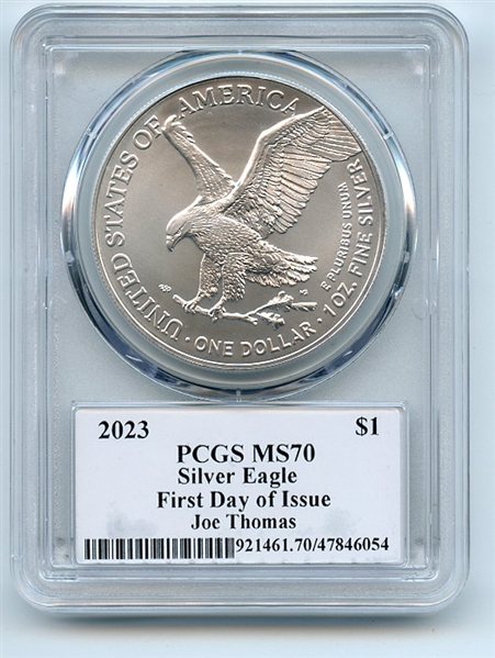 2023 $1 American Silver Eagle 1oz PCGS MS70 FDOI Legends of Life Joe Thomas