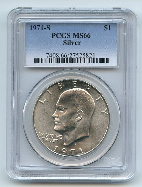 1971 S $1 Silver Ike Eisenhower Dollar PCGS MS66
