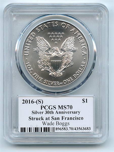 2016 (S) $1 American Silver Eagle PCGS PSA MS70 Legends of Life Wade Boggs