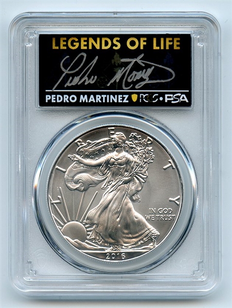 2016 (S) $1 American Silver Eagle PCGS PSA MS70 Legends of Life Pedro Martinez