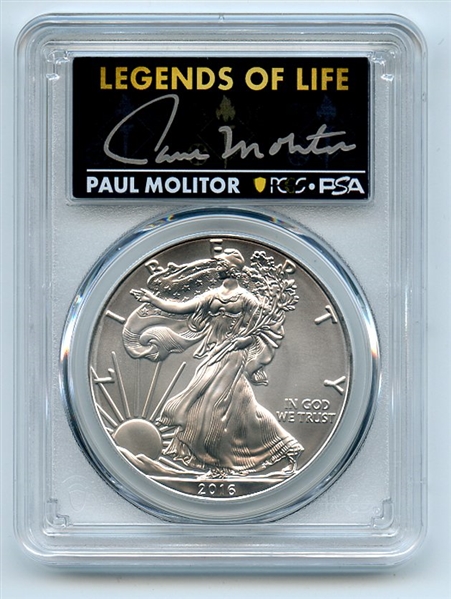 2016 (S) $1 American Silver Eagle PCGS PSA MS70 Legends of Life Paul Molitor