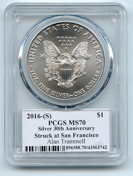 2016 (S) $1 American Silver Eagle PCGS PSA MS70 Legends of Life Alan Trammell
