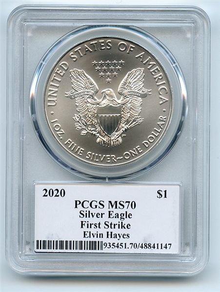 2020 $1 American Silver Eagle 1oz PCGS MS70 FS Legends of Life Elvin Hayes