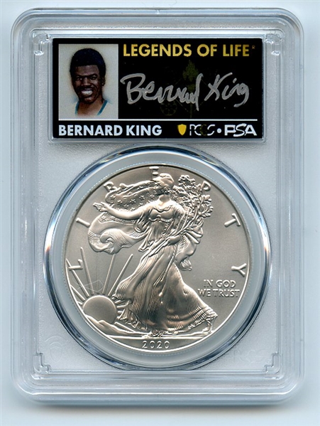 2020 $1 American Silver Eagle 1oz PCGS MS70 FS Legends of Life Bernard King
