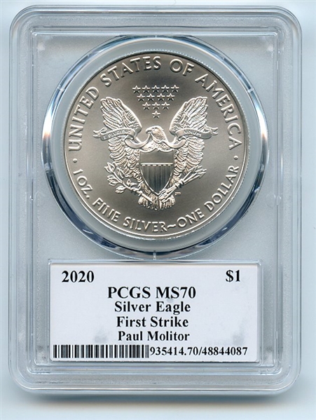 2020 $1 American Silver Eagle 1oz PCGS MS70 FS Legends of Life Paul Molitor