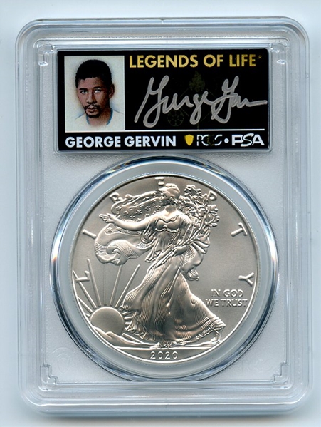 2020 $1 American Silver Eagle 1oz PCGS MS70 FS Legends of Life George Gervin