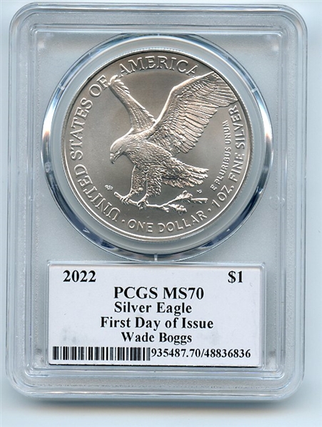 2022 $1 American Silver Eagle 1oz PCGS MS70 FDOI Legends of Life Wade Boggs