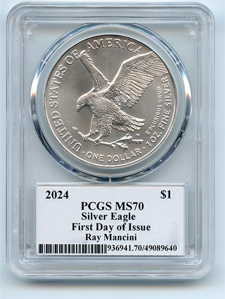 2024 $1 American Silver Eagle 1oz PCGS MS70 FDOI Legends of Life Ray Mancini