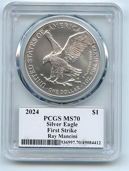 2024 $1 American Silver Eagle 1oz PCGS MS70 FS Legends of Life Ray Mancini