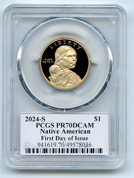 2024 S $1 Sacagawea Dollar PCGS PR70DCAM FDOI Thomas Cleveland Eagle