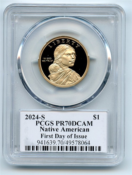 2024 S $1 Sacagawea Dollar PCGS PR70DCAM FDOI Thomas Leonard Buckley