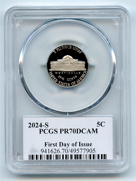 2023 S 5C Jefferson Nickel PCGS PR70DCAM FDOI Thomas Cleveland Arrows