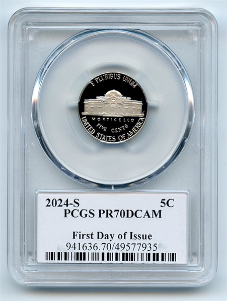 2023 S 5C Jefferson Nickel PCGS PR70DCAM FDOI Thomas Leonard Buckley