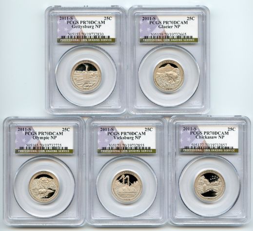 2011 S Clad National Parks Quarter Set PCGS PR70DCAM