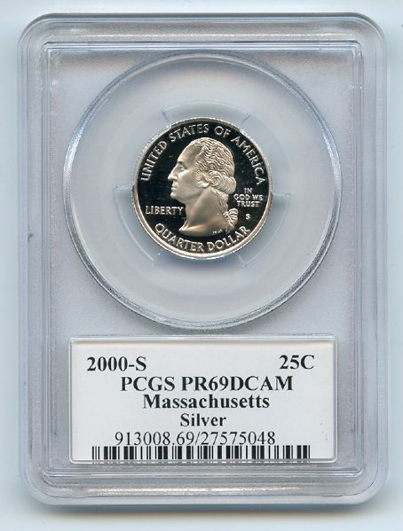 2000 S 25C Silver Massachusetts Quarter PCGS PR69DCAM