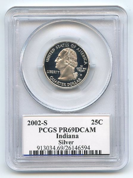 2002 S 25C Silver Indiana Quarter PCGS PR69DCAM