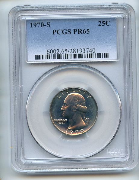 1970 S 25C Washington Quarter PCGS PR65