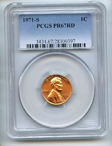 1971 S 1C Lincoln Cent PCGS PR67