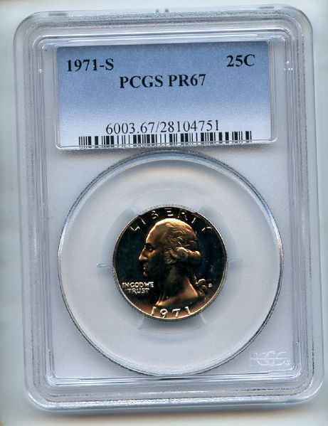 1971 S 25C Washington Quarter PCGS PR67