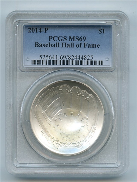 2014 P $1 Baseball Hall of Fame Silver Commemorative Dollar PCGS MS69
